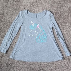 Justice long sleeve glitter unicorn shirt, size 6